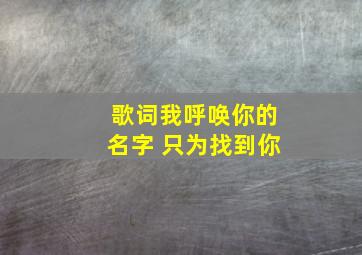 歌词我呼唤你的名字 只为找到你